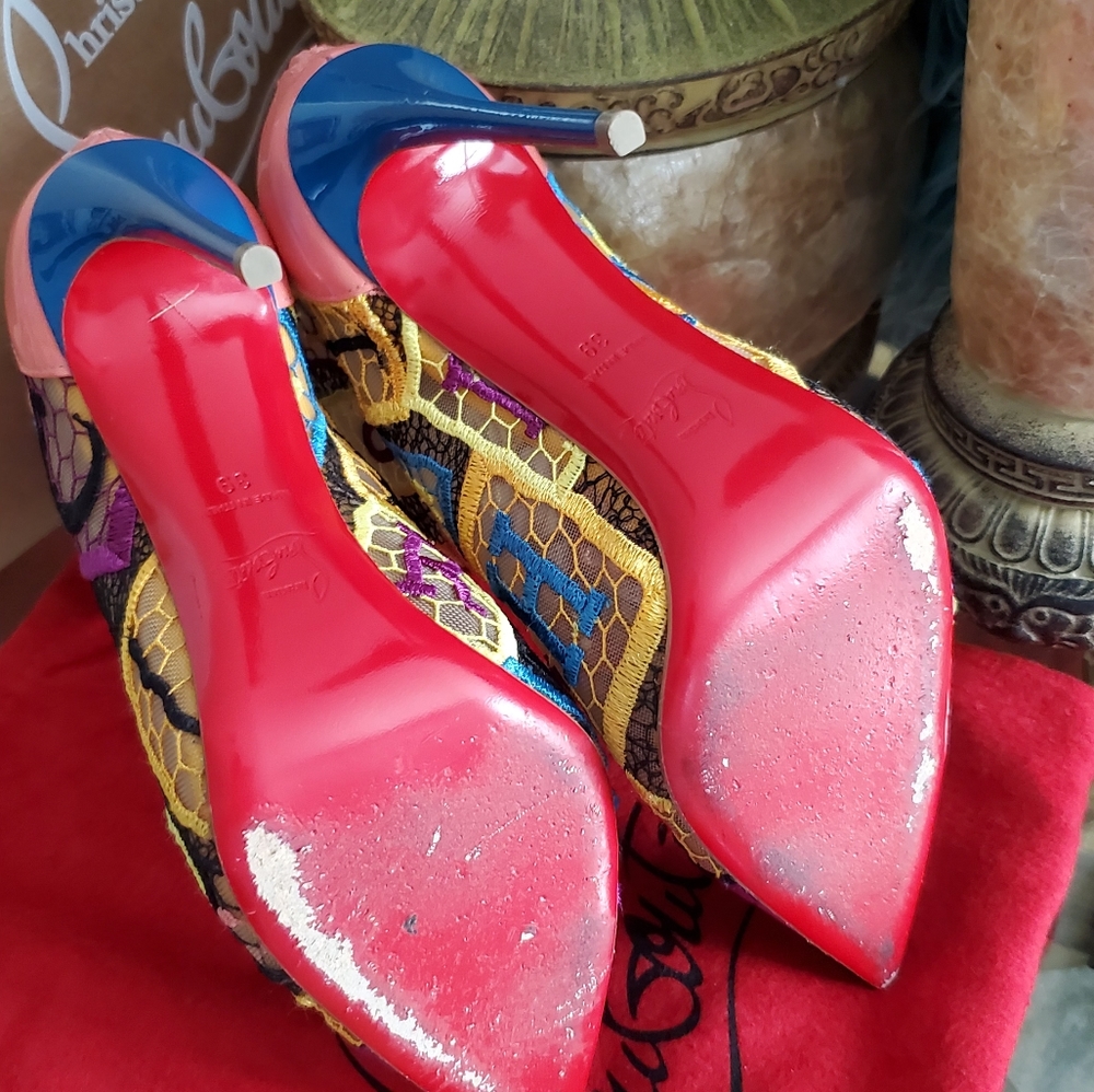 ✅️RARE⚜️Christian Louboutin 💜😻Gipsybootie SPC 100mm Stilettos - Picture 7 of 16